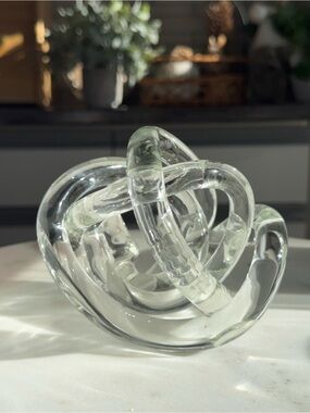 Modern Clear Art Glass Knot Sculpture Abstract Decor Paperweight